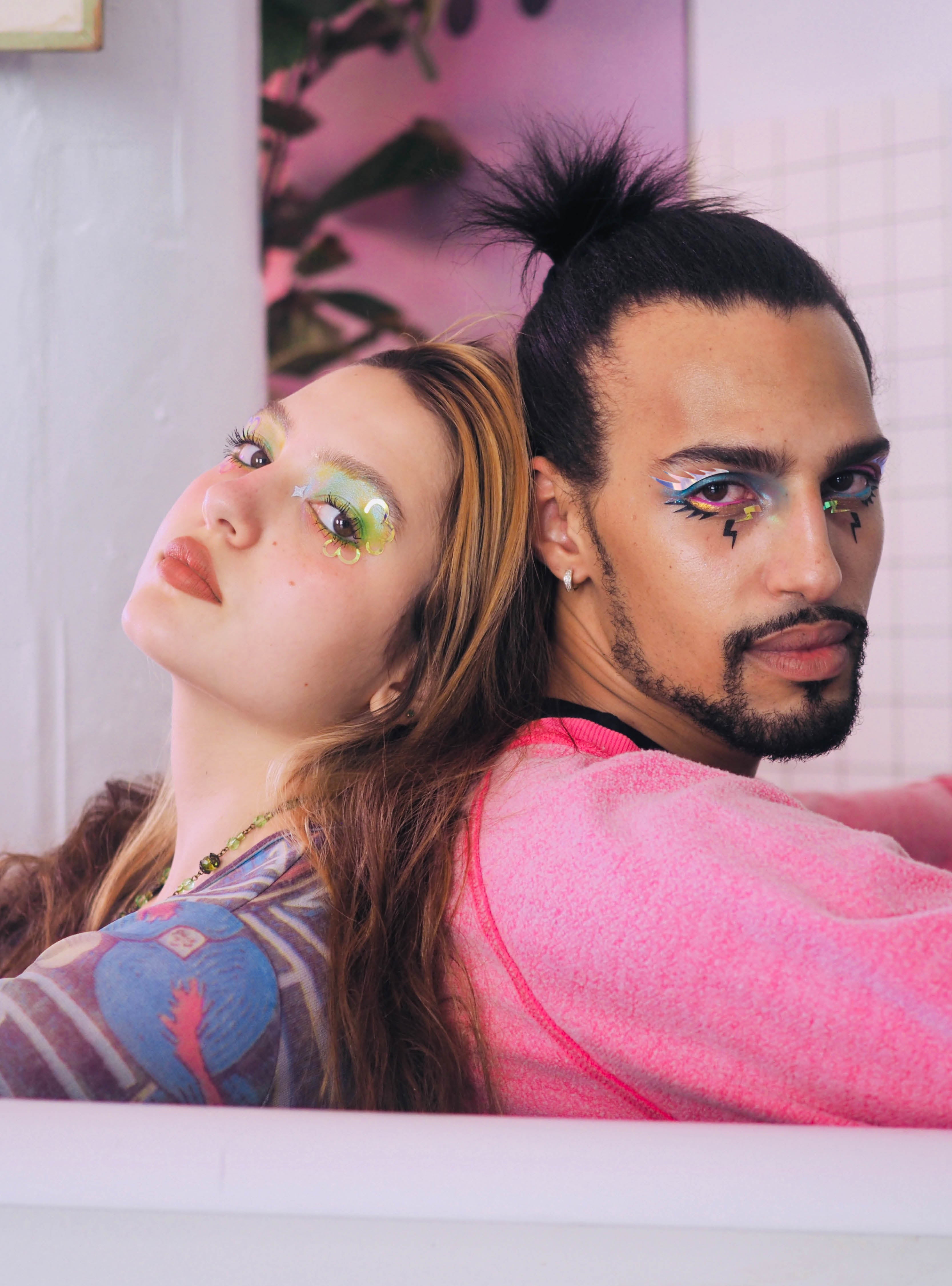 Lena and Eric wearing DONNI X FACE LACE Decals - M1